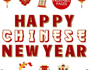 Tableau d'affichage imprimable | Nouvel an lunaire chinois | Affichage