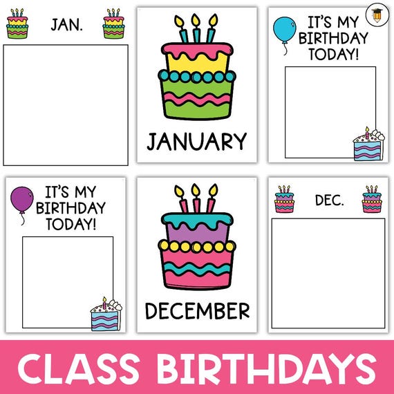 Class Birthday Bulletin | Class Birthdays | Birthday Display | Birthday Banner | Kindergarten Printables | Printable Back to School Banner