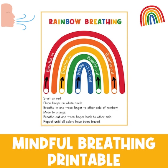 RAINBOW Deep Breathing | Grounding | Calm Down Strategies | Poster | Coping Skills | Calm Corner | Techniques | Busy Book | Autism Activity