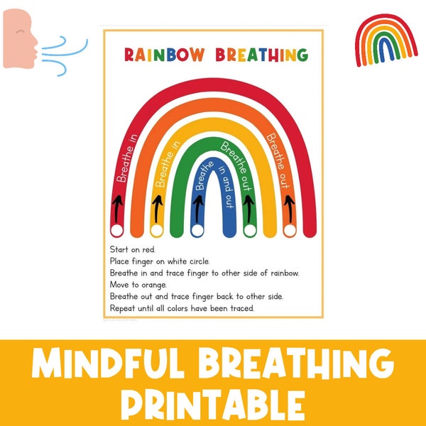 RAINBOW Deep Breathing | Grounding | Calm Down Strategies | Poster | Coping Skills | Calm Corner | Techniques | Busy Book | Autism Activity