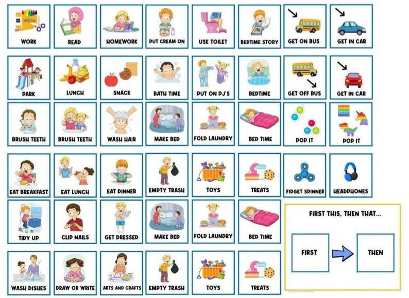 2000+ CARTOON CARDS | First Then Board | Visual Aid | Schedule ...