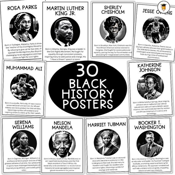 30 Black History Posters | Bulletin Board Display | Black History Decor | African American History | Printable Black History Art Display