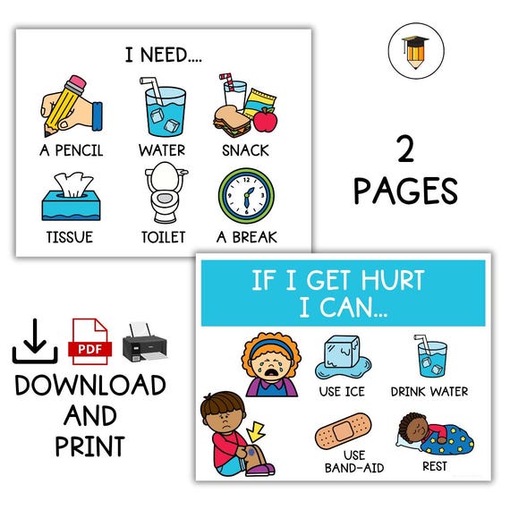 Classroom Poster Signs | Decor | Visual | Printable Signs | Kindergarten | Poster | Label | Classroom Signs | I need | Pain chart | for kids