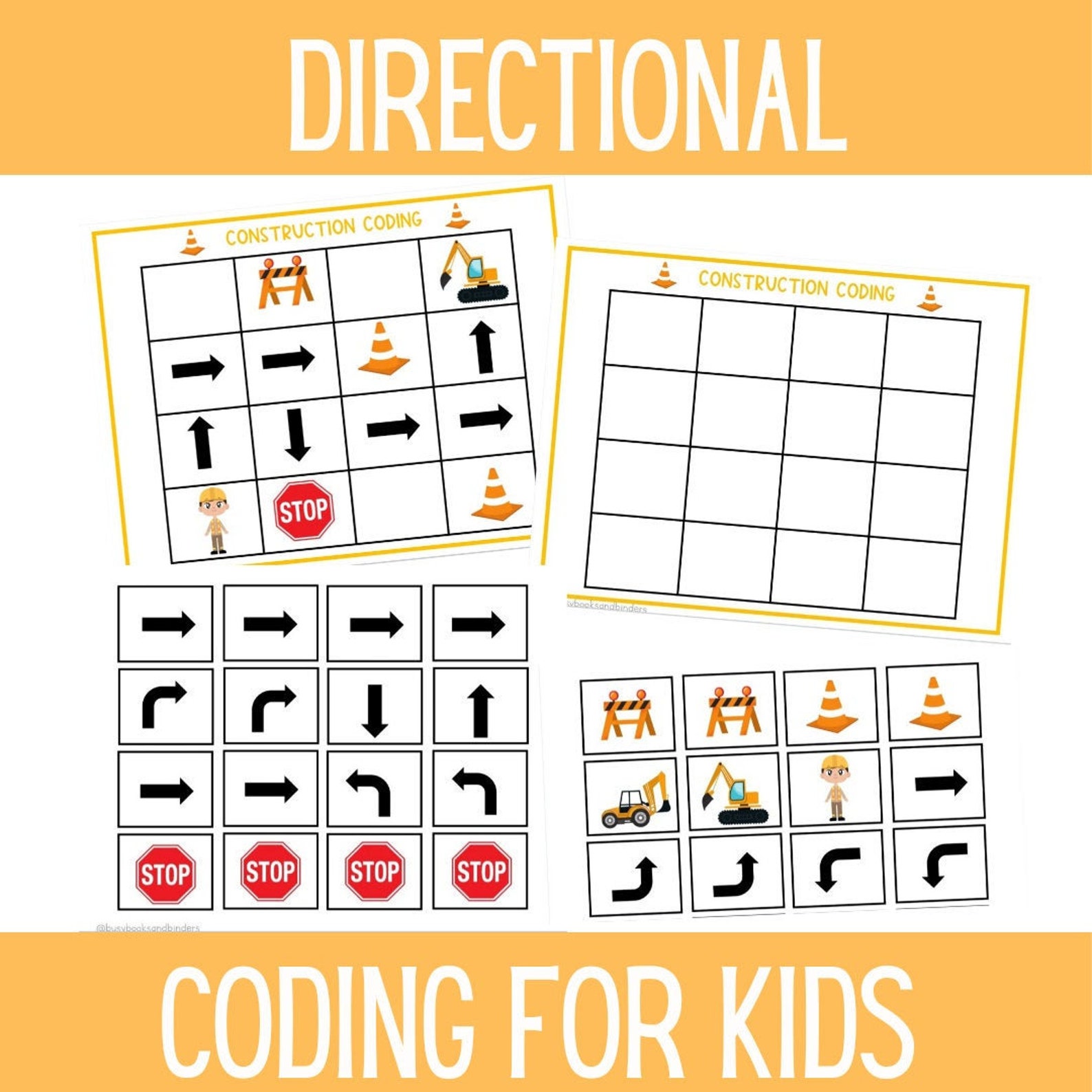 Directional Code Coding for Kids | Directional Coding | Coding Worksheets | Construction ...