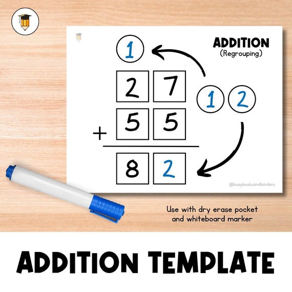 Addition Tool | Addition Worksheet | Math Tasks | Worksheets | Adding | Regrouping | Math Facts | Classroom Printable | Reusable | Busy Book