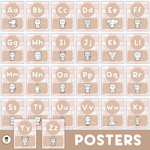 Boho Alphabet Posters | A to Z Posters | Classroom Decor | ABC | Preschool | Kindergarten | Boho Classroom Decor | Printable Flashcards