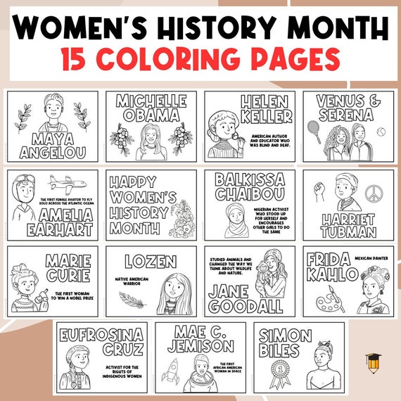 Women's History Month | Coloring Pages | Coloring Book | Women's History Activities | American History | Printable | Famous Women | Art