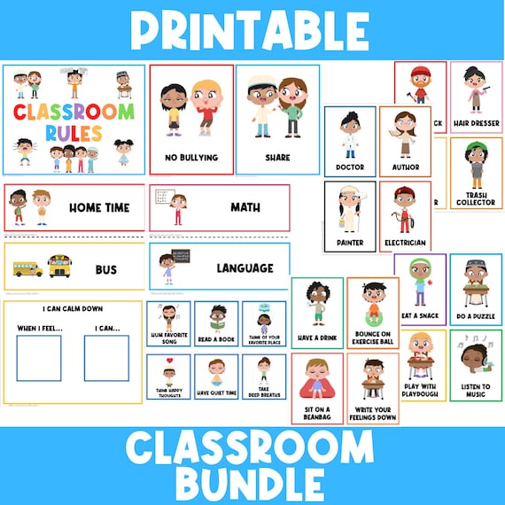CLASSROOM BUNDLE | Visual Aid | Kindergarten | Preschool | Homeschool | Poster | Calm Down Strategies | Reading Comprehension | Picture Card