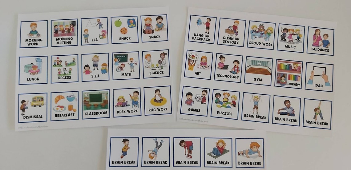 55 PICTURE CARDS | Class Schedule | First Then Board | Visual Aid ...