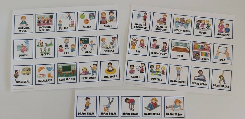 55 PICTURE CARDS | Class Schedule | First Then Board | Visual Aid ...