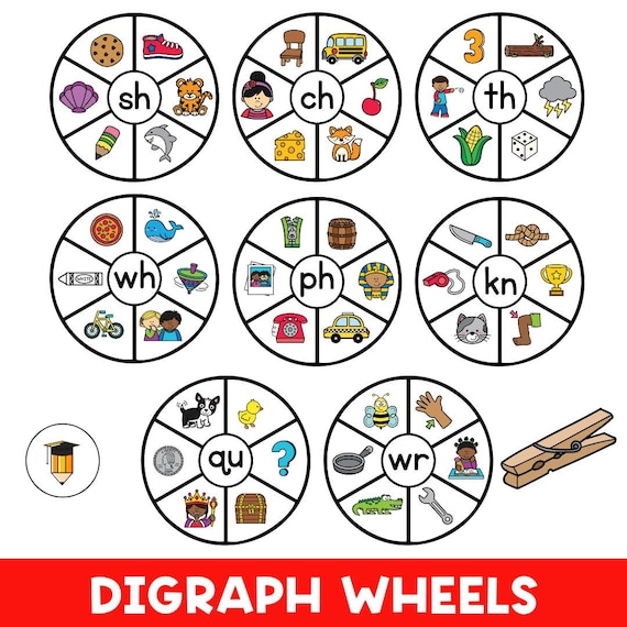Phonics Digraphs Wheel | Literacy Activities | Word Wheel | Reading Activities | ESL | Kindergarten | Grade 1