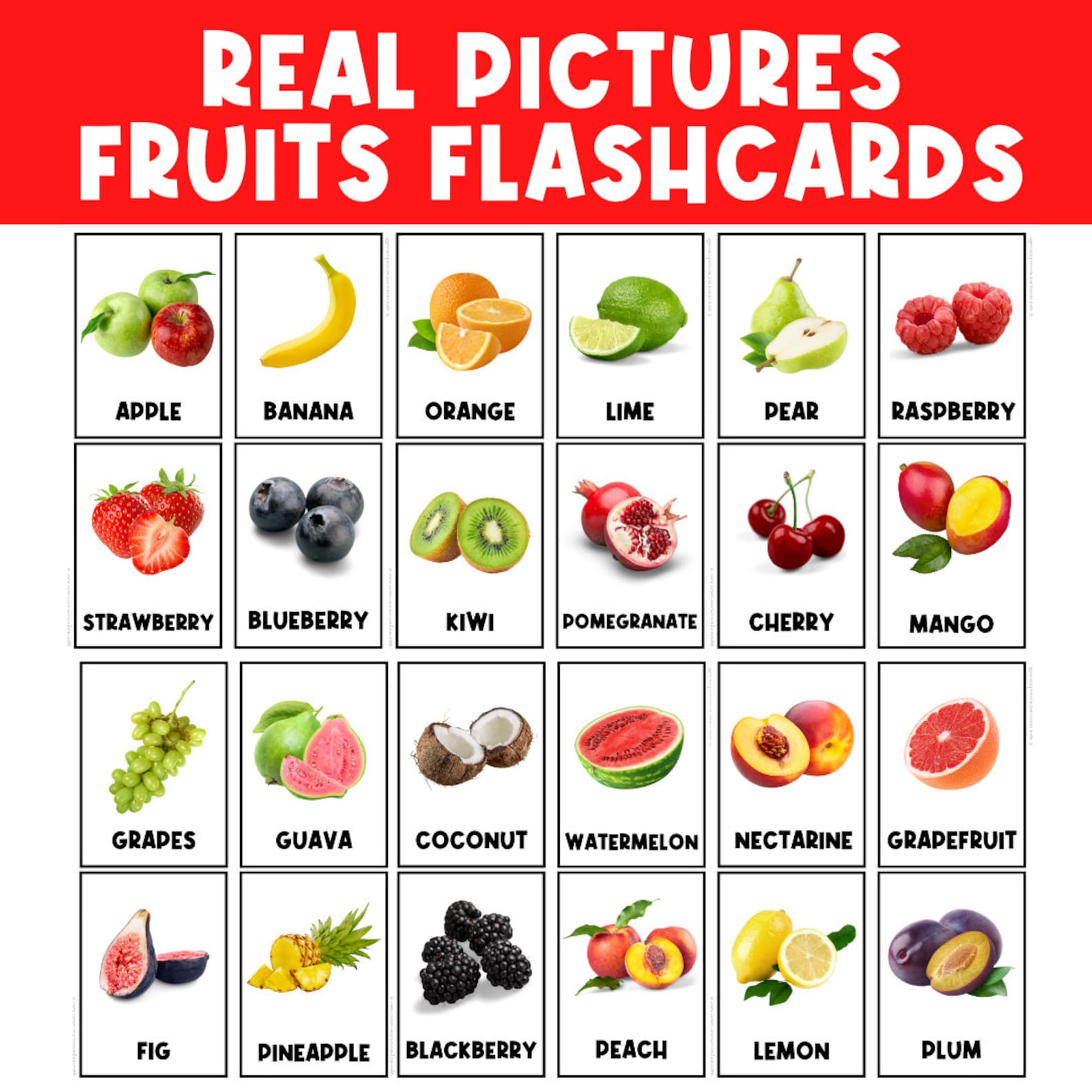 REAL PICTURES: Fruits and Vegetables Flashcards | Preschool Flash Cards ...