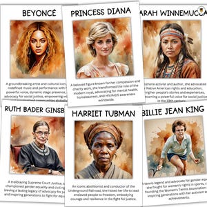 40 Frauen Geschichtsmonat Poster | Pinnwand-Aufsteller | Geschichtsdekor der Frauen | Amerikanische Geschichte | Druckbare Banner | Berühmte Frauen |