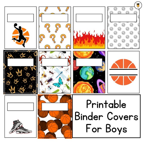 34 Binder Covers | Binder Cover for Kids | Back to School Printables | Student School Supplies | Binder Cover | Binder Spine | For Boys