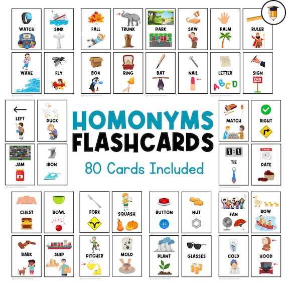 HOMONYMS FLASHCARDS | Vocabulary | Parts of Speech | Positional Words | Kindergarten | Preschool | Literacy Center | Language | Homographs