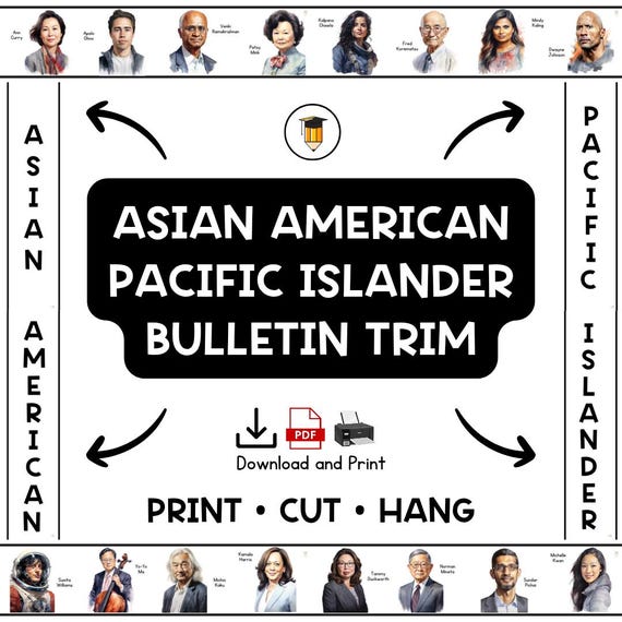 AAPI Bulletin Border Trim | Asian American and Pacific Islanders | Bulletin Board Display | Asian American Decor | AAPI History | Printable