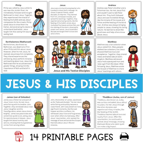 Jesus and His Twelve Disciples | Bible Stories for Kids | Children's Bible Stories | Church Printables for Kids | Homeschool | Download