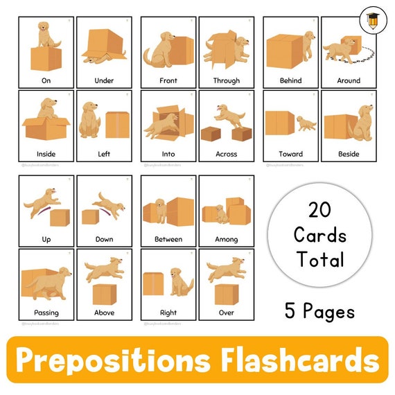 20 Prepositions Flashcards | Vocabulary | Parts of Speech | Positional Words | Kindergarten | Preschool | Literacy Center | Language