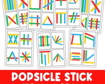 Popsicle Stick Task Cards | Building Blocks | Flashcards | STEM | Transportation | Busy Book | Fine Motor Activities | Hands On Learning