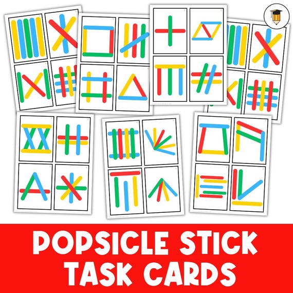 Popsicle Stick Task Cards | Building Blocks | Flashcards | STEM | Transportation | Busy Book | Fine Motor Activities | Hands On Learning
