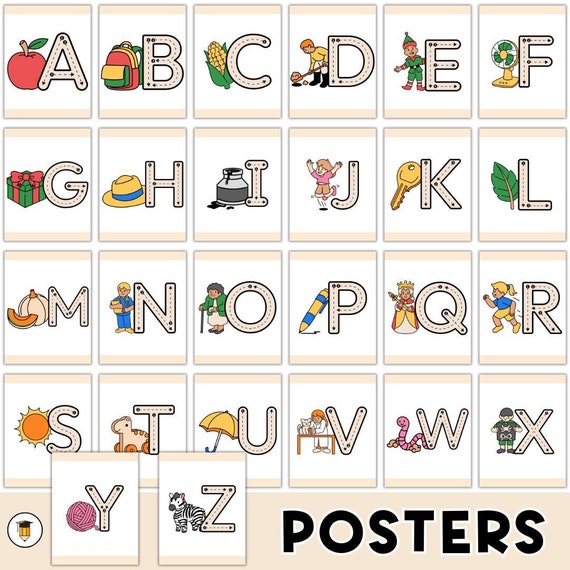 Boho Alphabet Posters | A to Z Posters | Classroom Decor | ABC | Preschool | Kindergarten | Boho Classroom Decor | Printable Flashcards