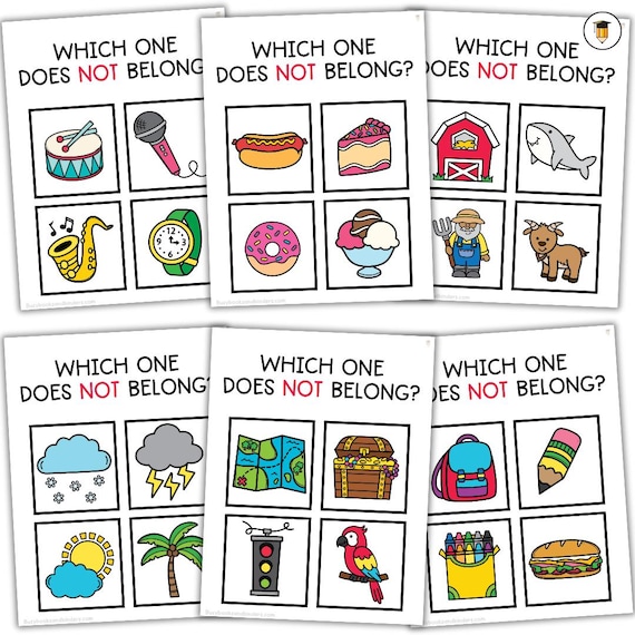20 Which One Does Not Belong | Wh Questions | Functions Task Cards | Which One | Speech Therapy | ABA | Category | Autism | Posters for Kids