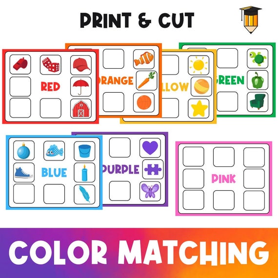 COLOR MATCHING MATS | Sorting Activities | File Folder Games | Learn Colours  | Preschool Clip Cards | Toddler | Homeschool | Download