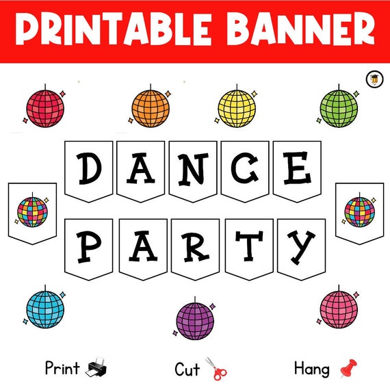 DANCE PARTY BANNER • Printable Banner • Bulletin Board • Disco • Retro • Retro Party • Birthday Decor • Dance Party Friday • Dance Class •