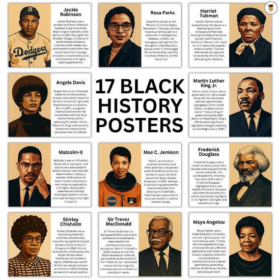 17 Black History Posters | Bulletin Board Display | Black History Decor | African American History | Printable Art Display