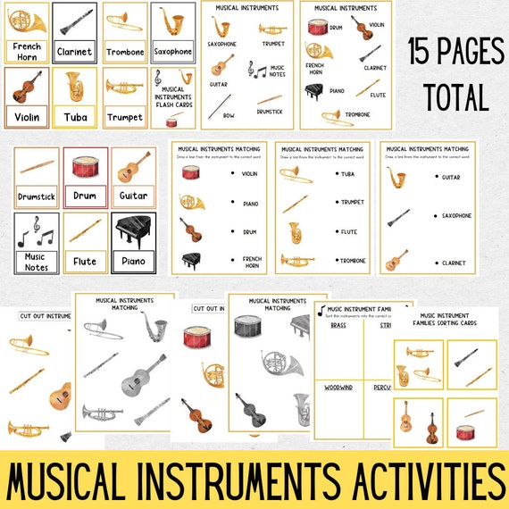 Musical Instruments Activities | Music Busy Book | Music Flash Cards | Instruments | Preschool | Kindergarten | Homeschool Music | Print