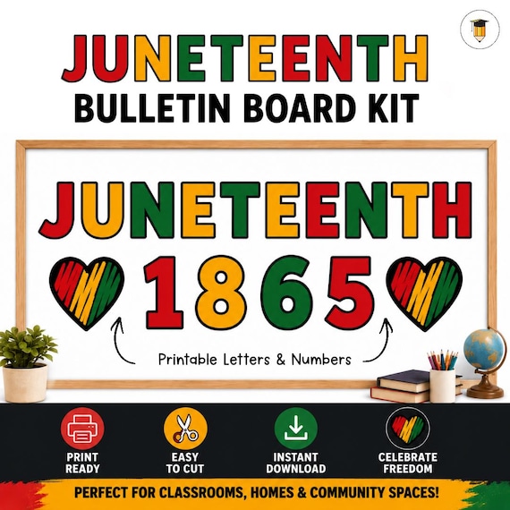 Juneteenth Bulletin Board Kit | Juneteenth Decor | Black History Bulletin Board | Freedom Day Display | Classroom Door Decor | 1865
