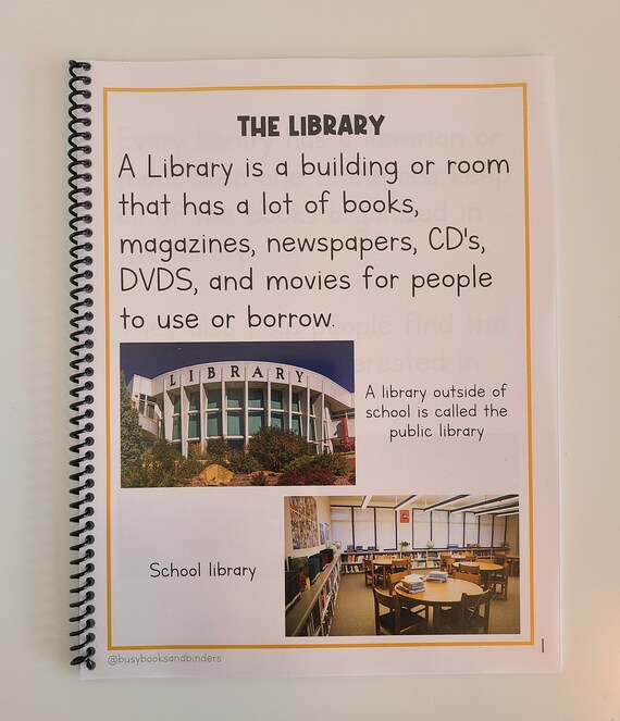 PHYSICAL COPY: Learn about Library | Reading Comprehension | Reading Activities | Kindergarten| Grade One | Literacy Center | Homeschool