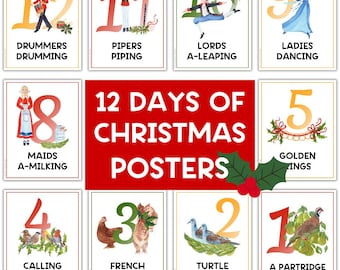12 Days of Christmas | Christmas Posters | Christmas Printable | Christmas Songs | Christmas Bulletin Board | Christmas Countdown | Decor