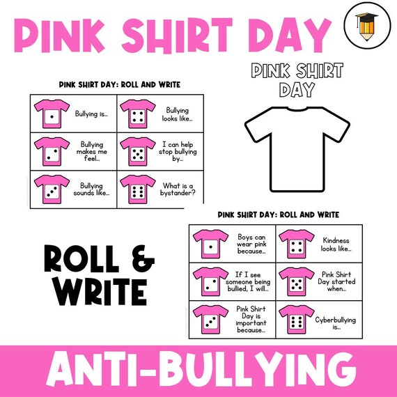 PINK SHIRT DAY | Roll and Write | Anti-Bullying | Dice Activity | Writing Activity | Worksheets | April | Printable | Roll | Behavior
