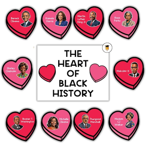 Heart of Black History Month Valentine's Day Posters | Black History Poster | Black History Bulletin Board Display Decor | Printable Poster