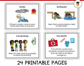 Procédures d'urgence à l'école | Sécurité incendie | histoire sociale en classe | Imprimables pour la classe | Poster éducatif | Affiches scolaires sur la sécurité