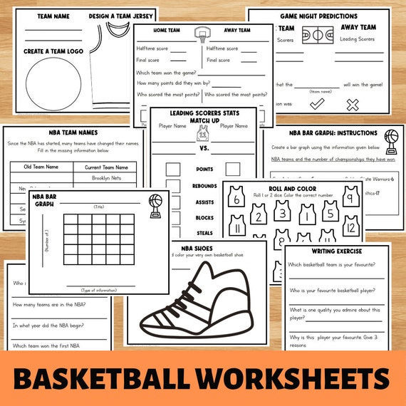 Basketball Worksheet Bundle | Homeschool Printables | Elementary Worksheets | Numbers | Math | Reading | Activity Pages | Sports
