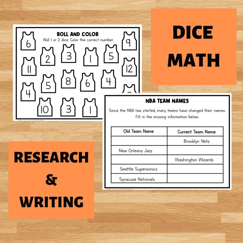 Nba Worksheet Basketball Worksheet Bundle | Homeschool Printables | Elementary ...