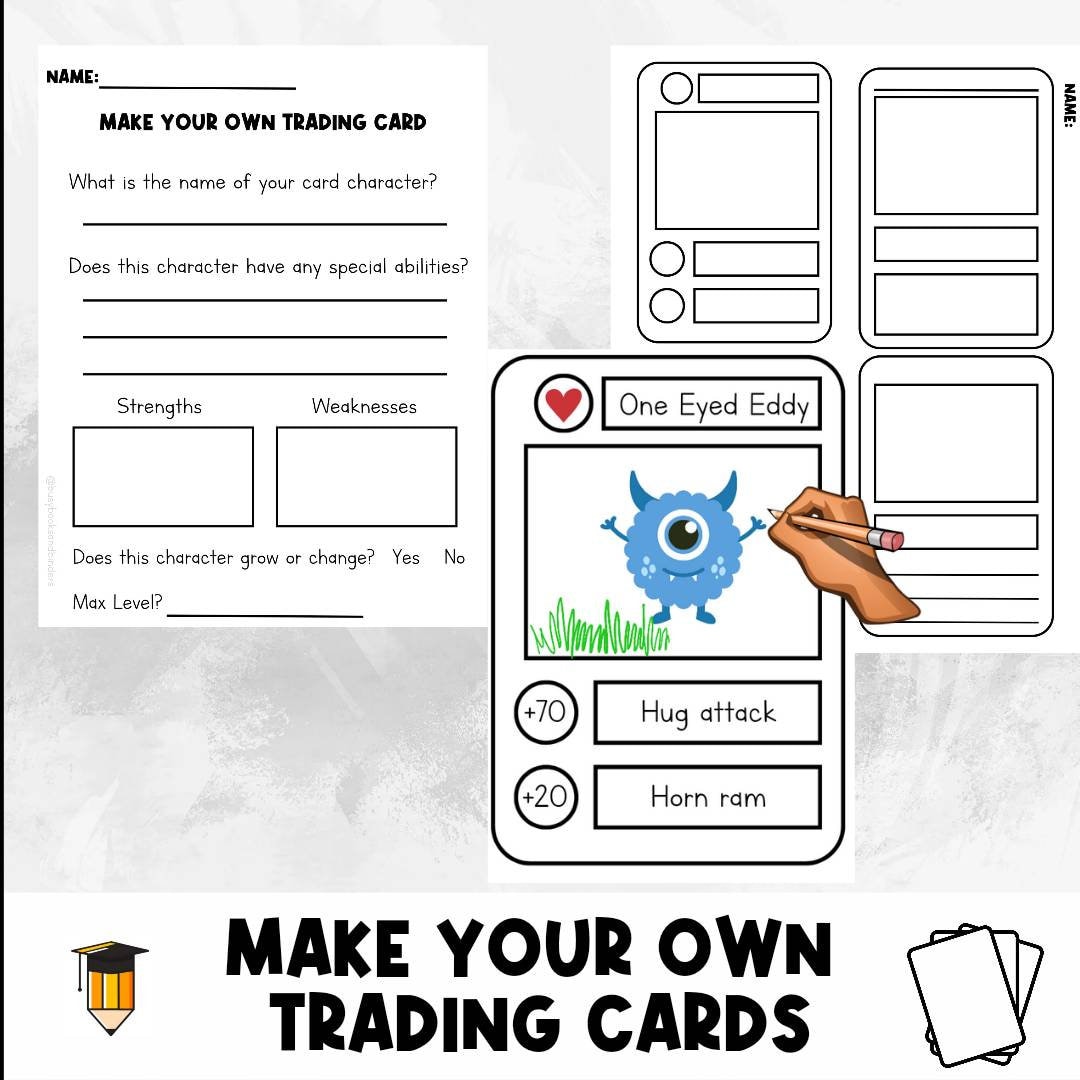 TRADING CARDS Drawing Activity Creative Writing Trading Card Paper