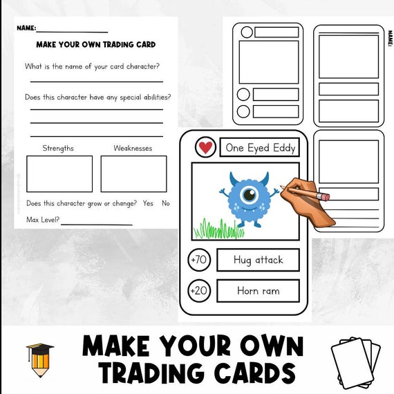 TRADING CARDS | Drawing Activity | Creative Writing | Trading Card | Paper Games | Games for Kids | Sports Cards | For Teachers | Art | Fun