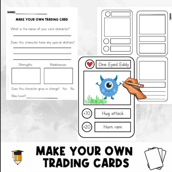 TRADING CARDS | Drawing Activity | Creative Writing | Trading Card | Paper Games | Games for Kids | Sports Cards | For Teachers | Art | Fun