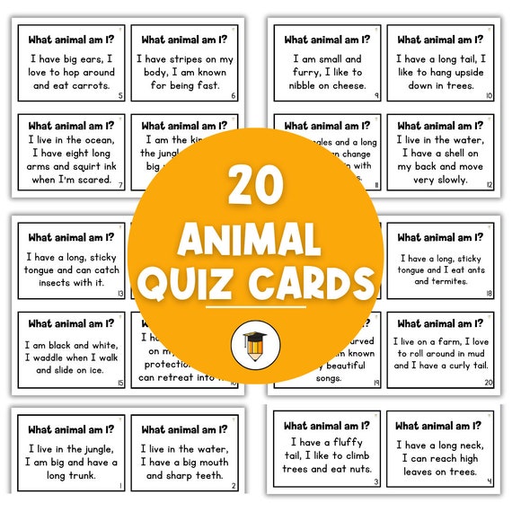 Animal Quiz Cards | Kids Guessing Game | Printable Kindergarten Activities | Preschool Task Cards | Circle Time | Group Game