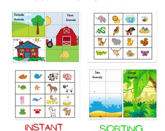 Animal Sorting Activity, Animal Activities, Busy Book, Homeschool, Preschool, Toddler, Sorting Games, Animal Habitats, Worksheets for kids