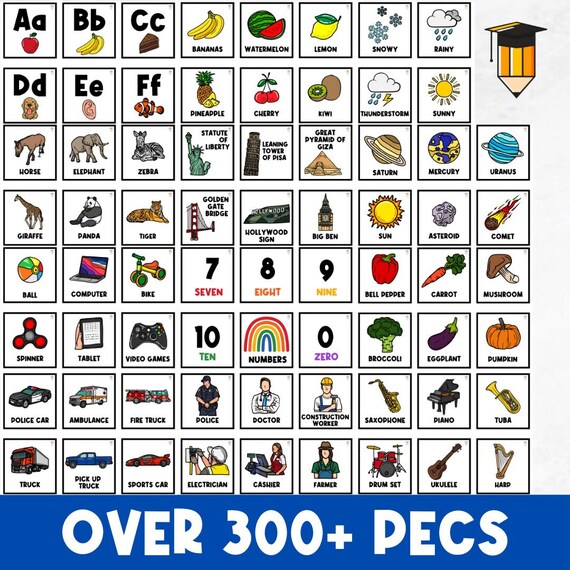 337 PICTURE CARDS | Colors | Numbers | Alphabet | Shapes | Animals | Body Parts | Weather | Planets | Community Helpers | Transportation |