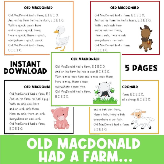 Old MacDonald Had a Farm | Toddler and Preschool Activities | File Folder Game | Nursery Rhymes Songs | Busy Book | Children Printable