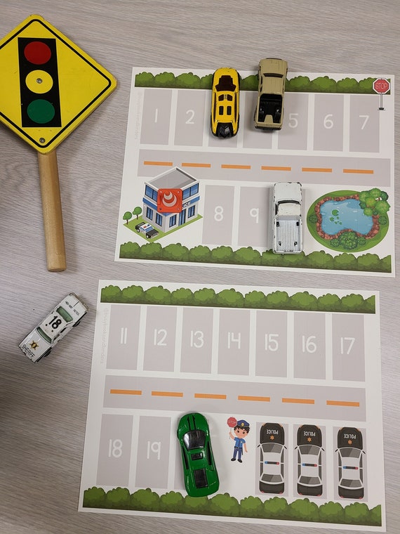 PHYSICAL COPY: Car Number Matching | Counting | Numbers | 1 to 20 | Preschool | Toddler | Busy Book | Homeschool | File Folder Games | Cars