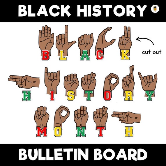 ASL Black History Month | Bulletin Board | Printable Banner | American Sign Language | Hand Gestures | Wall Decor | Black History Month