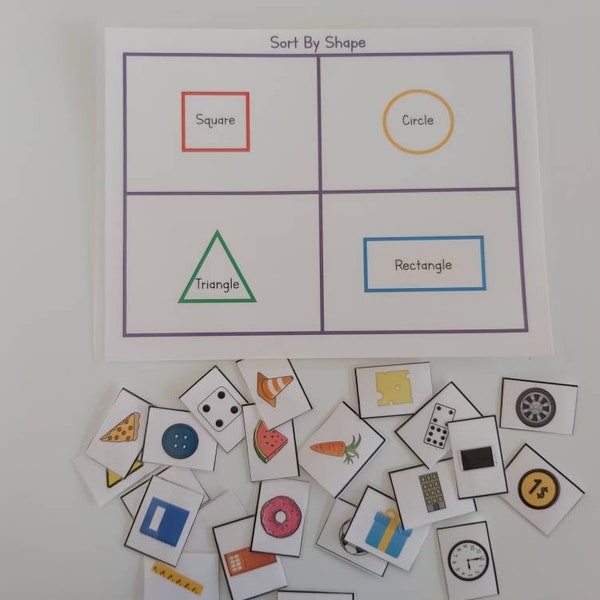 Shape Sorting Activity for Preschool and Toddlers, Busy Book, Homeschool Learning, Shapes, Instant Download Activities, Shape Matching