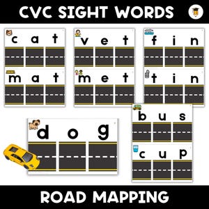 CVC Road Sight Word Mapping | Sight Word Practice | Sight Word | Literacy Center | Busy Book | Preschool | Kindergarten | Phonics | Spelling