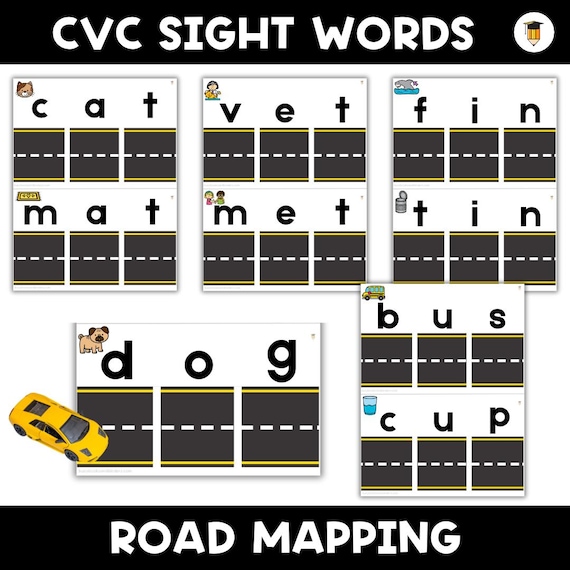 CVC Road Sight Word Mapping | Sight Word Practice | Sight Word | Literacy Center | Busy Book | Preschool | Kindergarten | Phonics | Spelling